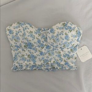 Altar'd State Blue Ruffled Bustier Crop Top